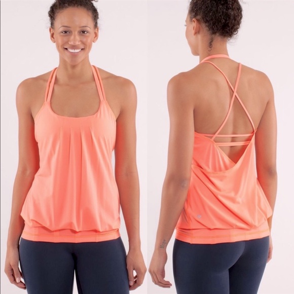 Lululemon Flow and Go Strappy Built In Bra Tank Pop Orange - Picture 2 of 7